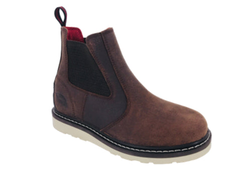 Avenger Mens Brown Leather Soft Toe 7510 Wedge Work Boots