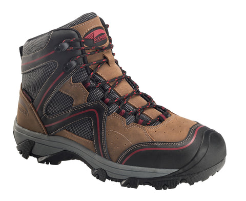 Avenger Mens Black/Brown Leather Steel Toe 6in Crosscut PR WP Work Boots