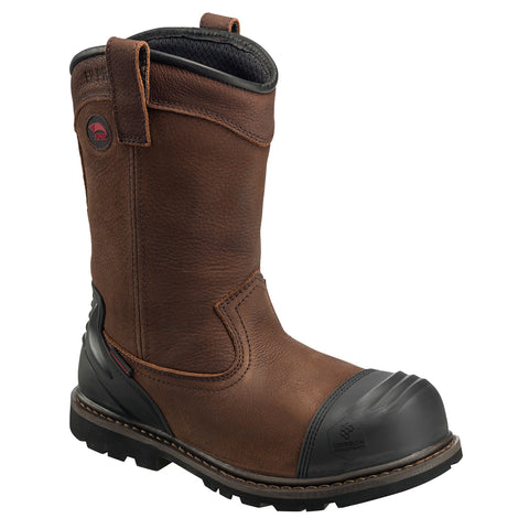 Avenger Mens Brown Leather Comp Toe 11in PR WP Wellington Work Boots