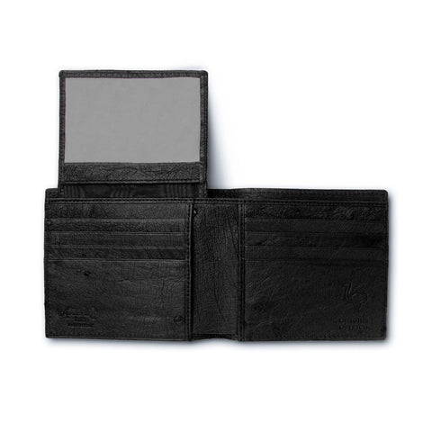 Ferrini Unisex Black Leather Full Quill Ostrich Billfold Wallet