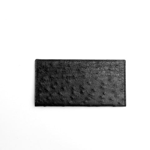 Ferrini Unisex Black Leather Full Quill Ostrich Checkbook Wallet