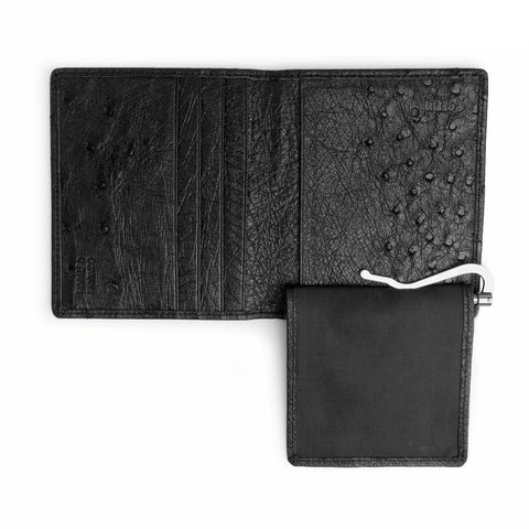 Ferrini Unisex Black Leather Full Quill Ostrich Money Clip