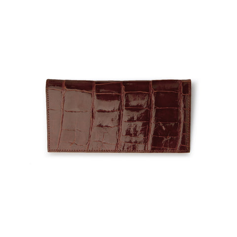 Ferrini Unisex Cognac Leather Alligator Checkbook Wallet