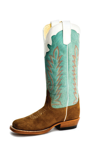 Anderson Bean Kids Boys Sky Blue Leather Coyote Sand Cowboy Boots