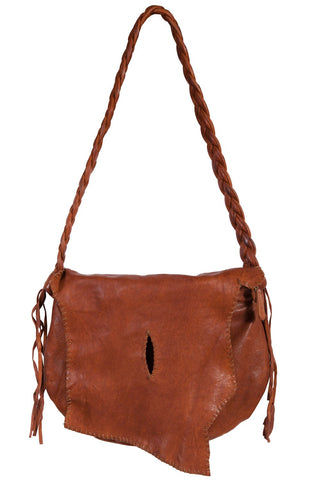 Scully Womens Tan Leather Center Oval Stitch Handbag