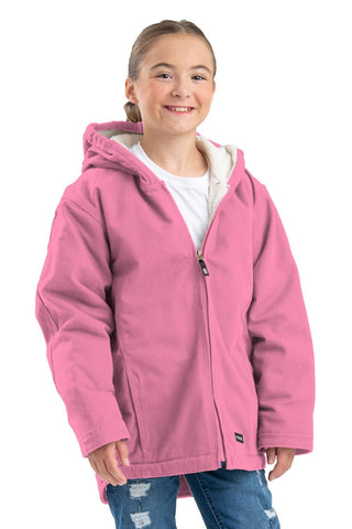 Berne Desert Rose 100% Cotton Girls Sherpa-Lined Softstone Hooded Jacket