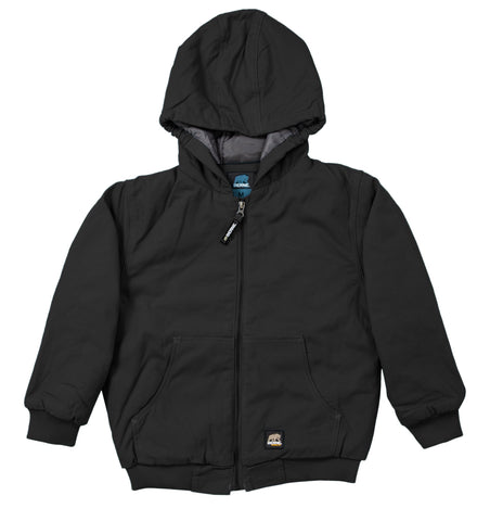 Berne Unisex Black 100% Cotton Youth Hooded Jacket