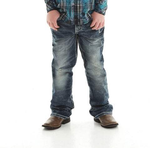 B Tuff Kids Boys Blue Cotton Jeans Crinkle Wash Torque