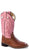 Old West Pink Childrens Girls Carona Calf Leather Square Toe Cowboy Boots