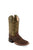 Old West Brown/Green Children Boys Leather Cowboy Boots