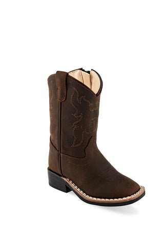 Old West Brown Toddler Boys Leather Cowboy Boots