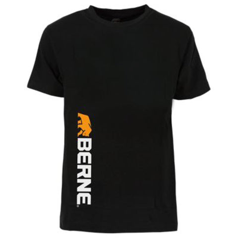 Berne Mens Black 100% Cotton Vertical Logo Tee S/S