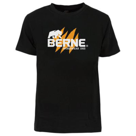 Berne Mens Black 100% Cotton Claw Mark Graphic Tee S/S