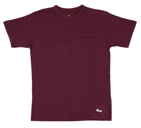 Berne Mens Maroon 100% Cotton Heavyweight Pocket Tee L TALL