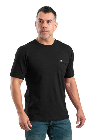 Berne Mens Black Cotton Blend WorkVent Performance Pocket Tee S/S