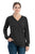 Berne Black Cotton Blend Womens Performance V-Neck Tee L/S