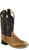 Old West Black Youth Boys Carona Leather Broad Square Toe Cowboy Boots