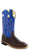 Old West Blue Youth Boys Carona Leather Broad Square Toe Cowboy Boots