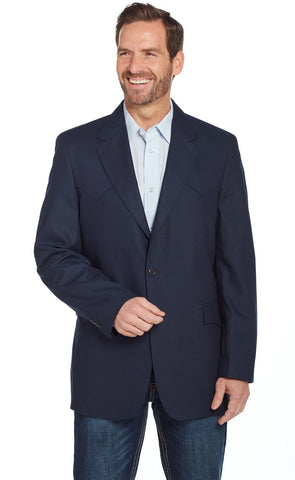 Circle S Mens Navy Polyester Plano Western Sport Coat