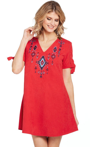 Cowgirl Up Womens Coral Red Polyester Southwest Dress S/S