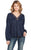 Cowgirl Up Womens Navy Polyester Balloon Sleeves Blouse L/S