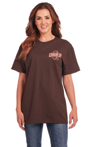 Cowgirl Up Womens Give Me Rodeo Boyfriend Chocolate 100% Cotton S/S T-Shirt