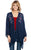 Cowgirl Up Womens Navy 100% Rayon Embroidered Kimono Cardigan