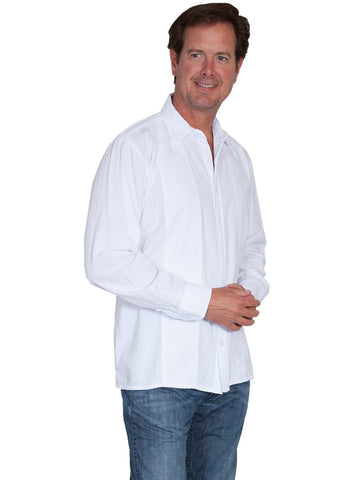 Scully Cantina Mens White 100% Cotton Paisley Tonal Casual Shirt