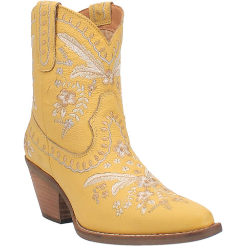 Dingo Womens Primrose Bootie Cowboy Boots Leather Yellow