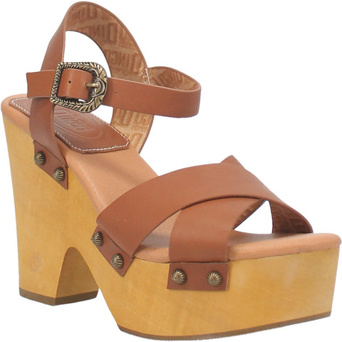 Dingo Womens Woodstock Tan Leather Studs Sandals Shoes