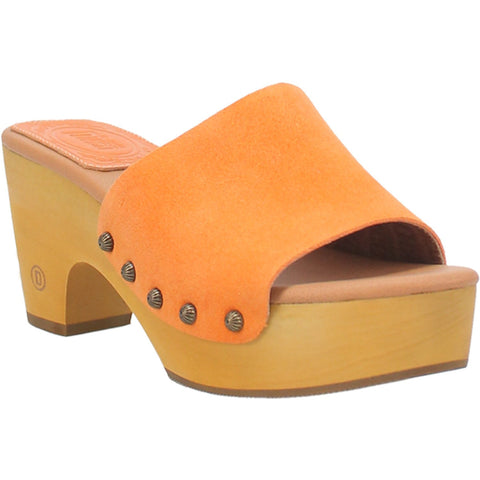 Dingo Womens Beechwood Orange Leather Studs Sandals Shoes