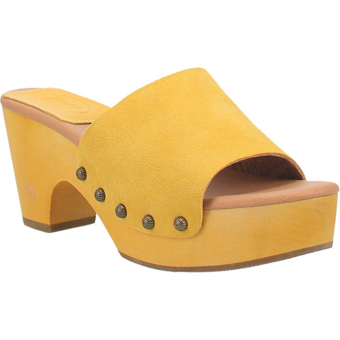 Dingo Womens Beechwood Yellow Leather Studs Sandals Shoes