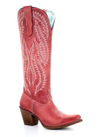 Corral Ladies Embroidery Red Cowhide Leather Cowgirl Boots