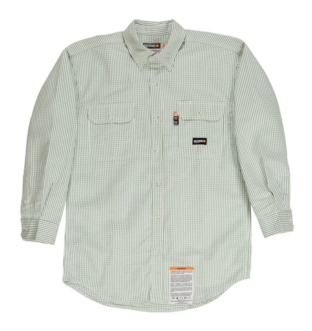 Berne Mens Green 100% Cotton FR Button Down Workshirt L/S