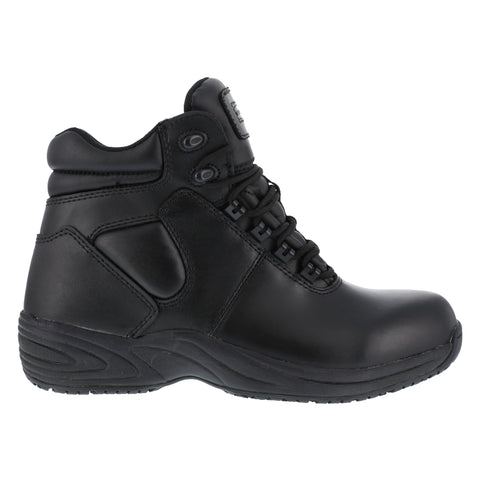 Grabbers Womens Black Leather 6in SR Sport Boots Fastener Soft Toe 9.5 W