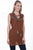 Scully Womens Cinnamon Viscose Embroidered S/L Tunic