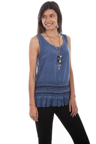 Scully Womens Indigo Rayon Scoop Neck S/L Tunic