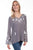 Scully Womens Soft Grey Viscose Tie Front L/S Blouse