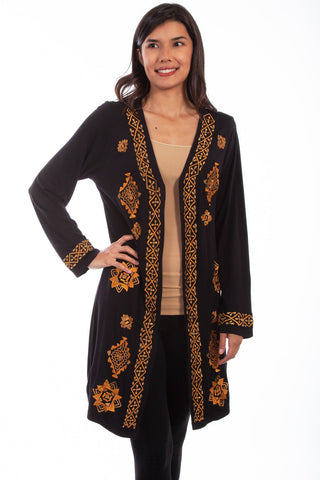 Scully Womens Black Viscose Gold Cardigan