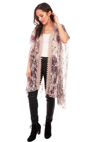 Scully Womens Cafe Nylon Printed Lace Duster