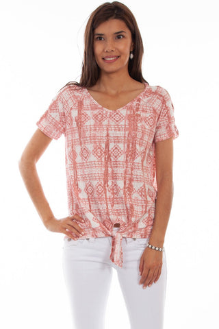 Scully Womens Rose Polyester Lattice S/S Blouse