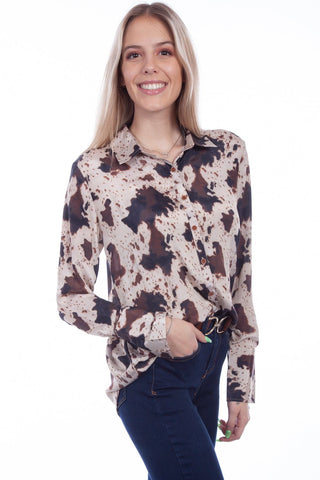 Scully Womens Cow Polyester Western L/S Blouse