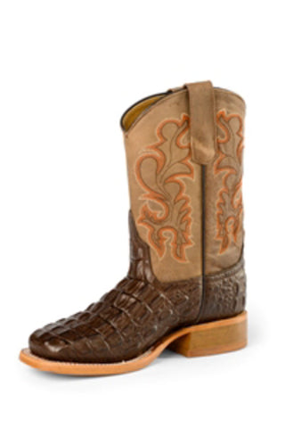 Horse Power by Anderson Bean Kids Boys Nile Print Leather Cowboy Boots