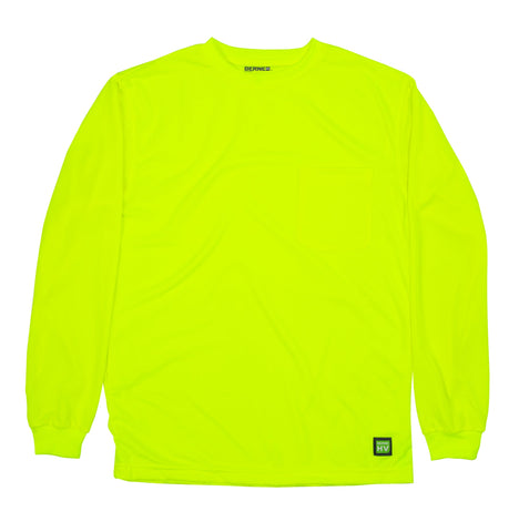 Berne Mens Yellow Polyester Enhanced Visibility L/S Tee S/S