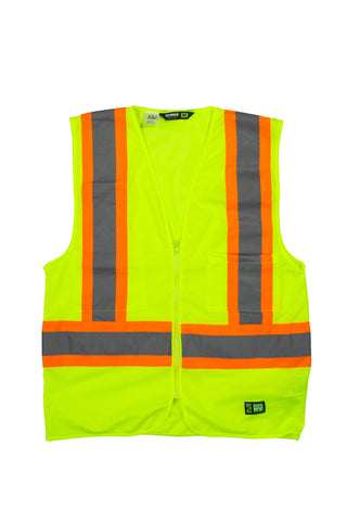 Berne Mens Yellow Polyester Hi-Visibility Multi-Color Vest