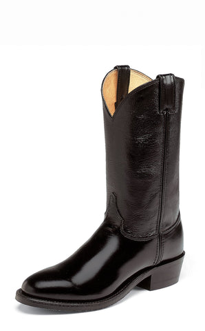 Justin Mens Black Calfskin Leather Western Boots 12in Melo-Veal
