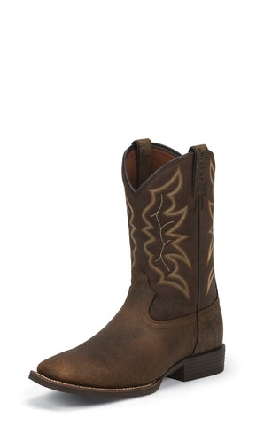 Justin Mens Pebble Brown Leather Western Boots 11in Cowboy