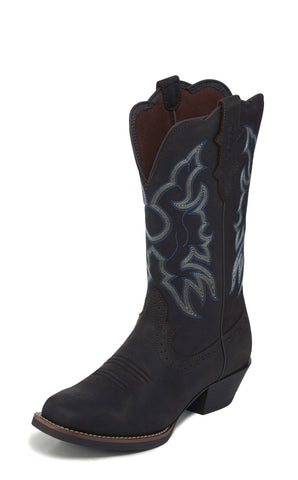 Justin Stampede Womens Dark Brown Brandy Leather Cowboy Boots