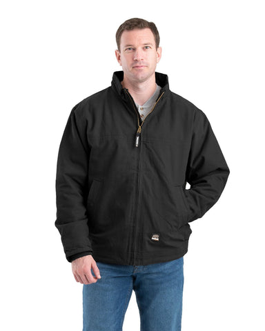 Berne Mens Black 100% Cotton Flagstone Flannel-Lined Duck Jacket