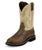 Justin Mens Brown Waxy Leather Work Boots 11in Stampede Pull-On